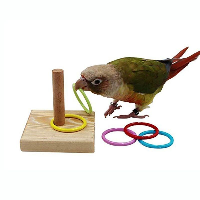 Gymnastic Ring Wood - 鳥トレーニングリングおもちゃオウム知育玩具トレーニングインタラクティブ鳥用品鳥のおもちゃランダムカラー игрушки для попугаев