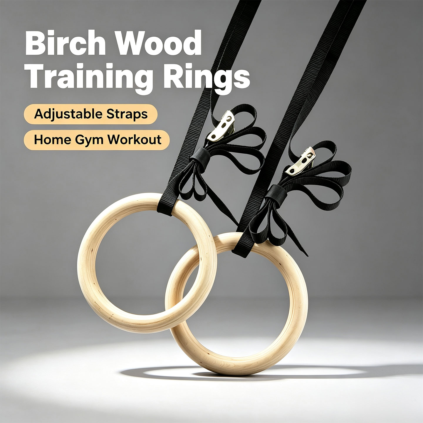白樺材を使用した体操用リング。調整可能なカムバックルストラッ - Gymnastic Ring Wood のレビューと価格