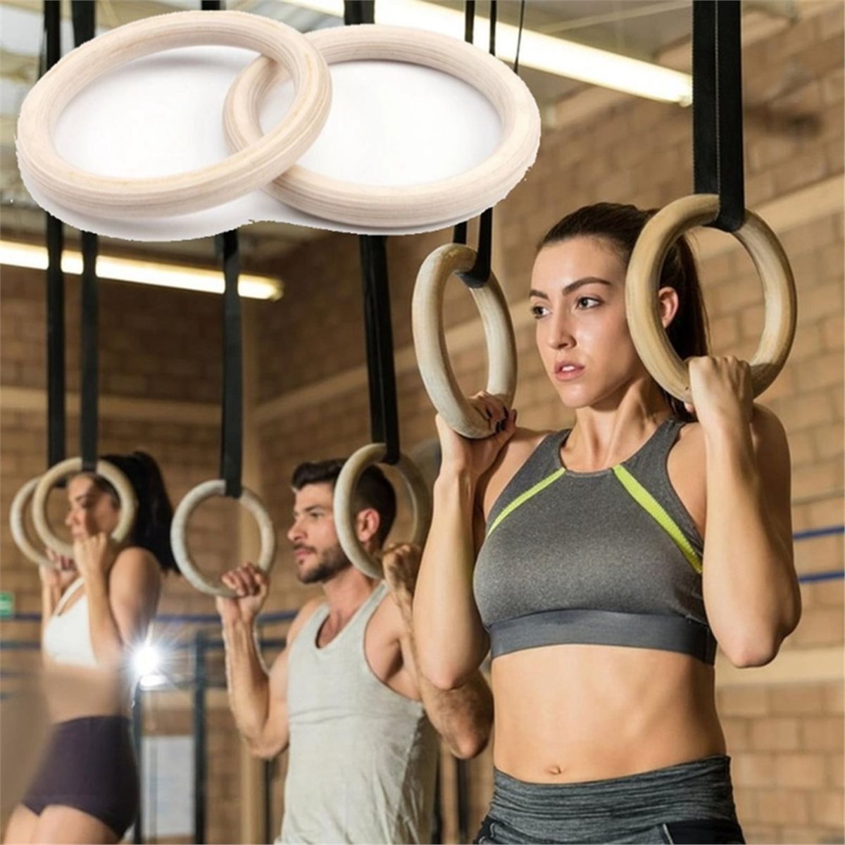 サマーセール 2個セット 木製ポータブル体操リング 家庭用ジ - Gymnastic Ring Wood のレビューと価格